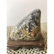 天然山東奇石《竹葉石小擺件》含底座～非常清楚的竹葉石紋～辦公室居家擺件~療癒系擺件~翡翠玉石/原石/寶石批發專賣