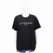 【GIVENCHY 紀梵希】漸層刺繡字母寬鬆版黑色短袖TEE T恤