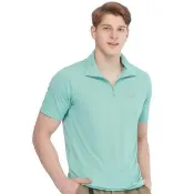 【Jack wolfskin 飛狼】男 涼感半高領短袖排汗衣｜背後反光條T恤 (冰青綠)