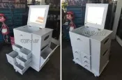 台中　☆可愛小舖傢俱家飾精品館☆歐式古典英倫鄉村風豪華高級白色多抽掀蓋梳妝台化妝檯面紙盒垃圾桶保養品收納櫃書桌民宿批發