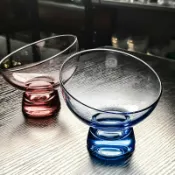 全球選品1館 生活百貨 歐式水晶玻璃碗水果盤高腳小果盤斜口茶點點心杯子甜品杯網紅