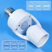 AXUS E27 PIR 感應燈座,110V/220V,智慧燈具用延遲開關