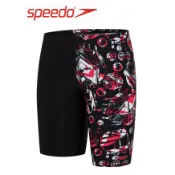 ~有氧小舖~SPEEDO 男孩運動及膝四角泳褲 GlitchAmp 黑X紅