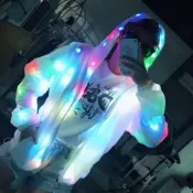 派對聚會發光衣 led發光外套 酒吧閃光衣 炫酷蹦迪五彩閃光帶燈連帽風衣 👏nb04070407🎊
