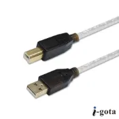 i-gota USB-A to USB-B 2.0 連接線 雙層抗干擾 磁環 鍍金頭高速傳輸線 認證規格 UL2725