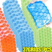 1/2/3 件 37 格蜂窩冰塊托盤模具 - 帶防漏蓋的食品級製冰模具製冰機 - 可重複使用的矽膠冰桶 - 夏季冷飲 D