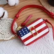 MARC JACOBS Snapshot 金屬LOGO超迷你斜背卡片/零錢包(紅邊)