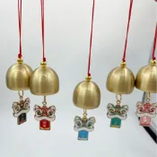 臺灣熱銷開運醒獅DIY飾品風鈴中國風納福招財平安舞獅滴油鑰匙扣風鈴掛件