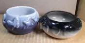手作窯燒陶盆花器 多肉植物花盆 收納置物陶罐 (黑色有寫名字)- 2 個合售