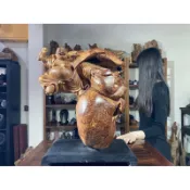 阿一藝品 【彌勒佛財神】福杉瘤 滿瘤滿釘 滿瘤花 招財 新居賀禮 木雕藝術擺件 開運擺件 三義店頭貨Q58