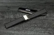 最後1條處理∼20mm黑色可替代浪琴seiko原廠錶帶,牛皮錶帶+方便雙按式摺疊扣