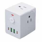 【免運】魔方插座 多孔排插 USB Type-C快充 6孔＋3USB 適用台灣110V 出行家用必備白