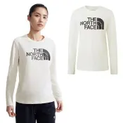【The North Face】女 FLASHDRY 吸濕透氣排汗長袖圓領T恤.休閒套頭衫.運動上衣(8AKU-QLI 沙丘白)