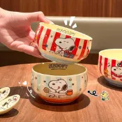 🔥台灣出貨💥新品推薦🔥史努比陶瓷餐具2025新款家用碗盤可愛卡通碗高顏值餐盤勺