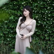 台灣出貨🎡孕婦連衣裙 孕婦洋裝 純欲風露背抹胸連衣裙 早秋套裝 外搭長袖針織開衫披肩上衣兩件套 孕婦套裝