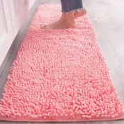 【防滑雪尼爾地墊】有超長超寬80x120cm止滑墊廁所浴室超強吸水安全防滑吸水腳踏墊超吸水2cm長毛雪尼爾半圓迎賓地墊