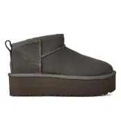 【UGG】雪靴 女鞋 靴子 女靴 厚底 真皮 Classic Ultra Mini Platform炭灰色 UG1135092CHRC