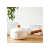(店+)【野田琺瑯】日本製 野田琺瑯 POCHKA 15cm 木柄純白琺瑯鍋附蓋 1.1L 附蓋 牛奶鍋 調理鍋 燉鍋