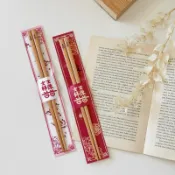 婚禮小物-手寫囍字實木餐筷組(含包裝)/位上禮/捧花禮/二進禮/筷子