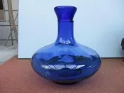 早期 藍色玻璃花瓶(高約15cm,寬約15cm)