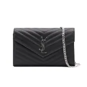 【YSL】SAINT LAURENT Cassandre Chain Wallet WOC 魚子醬牛皮 鍊條包 手拿包