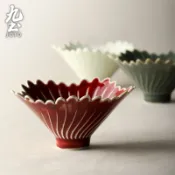 九土JOTO復古斗笠花邊碗餐陶瓷碗水果碗沙拉碗日料拉麵碗湯碗燕麥碗手工餐具脆片碗丼飯碗西餐碗冷麵碗甜品碗CJR0575