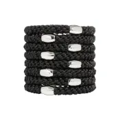 (店+)【L. ERICKSON】美國 L. Erickson 彈力髮圈-黑色銀釦 粗款髮圈 原裝8入 名牌髮圈
