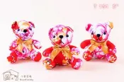 坐姿13公分客家大紅花布小熊（單隻） 婚禮小物 手工製作 台灣文創~*小熊家族*~ 絨毛玩偶專賣店