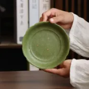 全球選品1館 生活百貨 新中式陶瓷小青柑點金花口壺承蓋碗底託壺托杯託茶盤果盤點心盤子