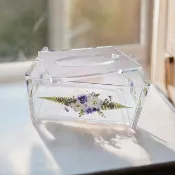 幸福手作押花面紙盒 | 壓克力沉蓋式面紙盒
