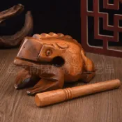 臺灣熱銷泰國木質樂器手工招財蛙原木木魚敲打特色擺件禮品兒童玩具裝飾
