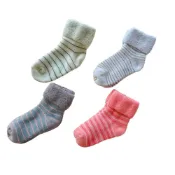 (店+)【凱美】👍凱美棉業｜十二雙組隨機出色 MIT台灣製造 冬天厚款 毛巾底純棉止滑童襪/冬襪/防滑襪/寶寶襪/保暖童襪 條紋反折款
