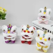 舞獅鑰匙扣 國風醒獅 醒獅掛件 醒獅喜慶鑰匙扣 包包掛飾配件 卡通中國風舞獅吊墜 毛絨玩具 玩偶 醒獅新年禮物