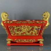 特惠/雙獅單雙色大紅色佛堂供奉復古中式四方高檔大香爐馬槽爐（廠商直發咨詢運）