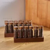 咖啡豆茶葉分裝試管玻璃展示架單管收納保存咖啡工具密封罐聞香瓶