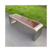 (店+)戶外不銹鋼長椅廣場休閑椅室外防腐塑木公園休閑椅不銹鋼長椅加厚