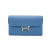 【BreezeOnline 微風精品線上】Hermes Constance Epsom牛皮銀釦長夾(7E明亮藍)