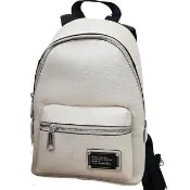 【MARC JACOBS】MJ金屬標荔枝紋拉鍊奶油白小款後背包(贈原廠紙袋)