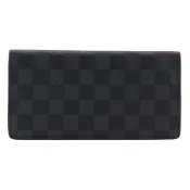 【DOKODEMO】二手 Louis LOUIS VUITTON Brazza Portefeuille 長皮夾 N62665，Damier Graphite 帆布，2017 年款，黑色，TA3187，開口，男士款
