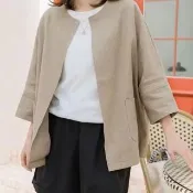 【ONEY 歐妮】★舒適寬鬆簡約薄款短外套(女裝/女外套/薄外套/休閒/日系/通勤)