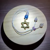 •今天施白魔法• 六芒星搭配閃靈水晶 藍磷灰 包掛/吊飾