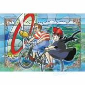 真愛日本 宮崎駿 吉卜力 魔女宅急便 踩著踏板 日本製 琉璃拼圖 300P 拼圖 盒裝拼圖 益智