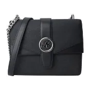 【Michael Kors】銀圓MK 防刮PVC 鍊帶mini肩背包(黑)