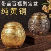 hihim 💗熱銷 開光風水米缸 茶葉缸 純黃銅米缸 百福缸聚寶盆 招財金寶缸風水擺件 桌麵小擺件