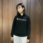 美國百分百【全新真品】Champion 連帽上衣 棉質 冠軍 帽T 女款 休閒 長袖 logo 黑色 BI18