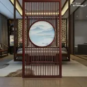【滿額免運】東陽木雕新中式屏風隔斷實木花格玄關客廳木質辦公室格柵鏤空沙畫