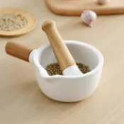 林之舍家居 研磨器 廚房搗蒜神器陶瓷石臼研缽研磨器壓蒜泥辣椒家用手動搗蒜臼子擂缽 免運 開發票