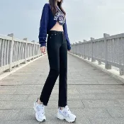 胖胖美依 牛仔長褲 9分褲 直筒褲S-2XL新款直筒牛仔褲高腰顯瘦九分煙管褲子MB046-0321.
