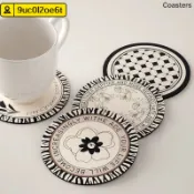 🔥『台現』100%正品✨ 矽藻泥杯墊保溫西餐墊復古風黑白款碗盤墊