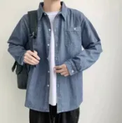 襯衫 夏季牛仔長袖工作服 男防曬衣 工地耐磨上衣外套【不二雜貨】